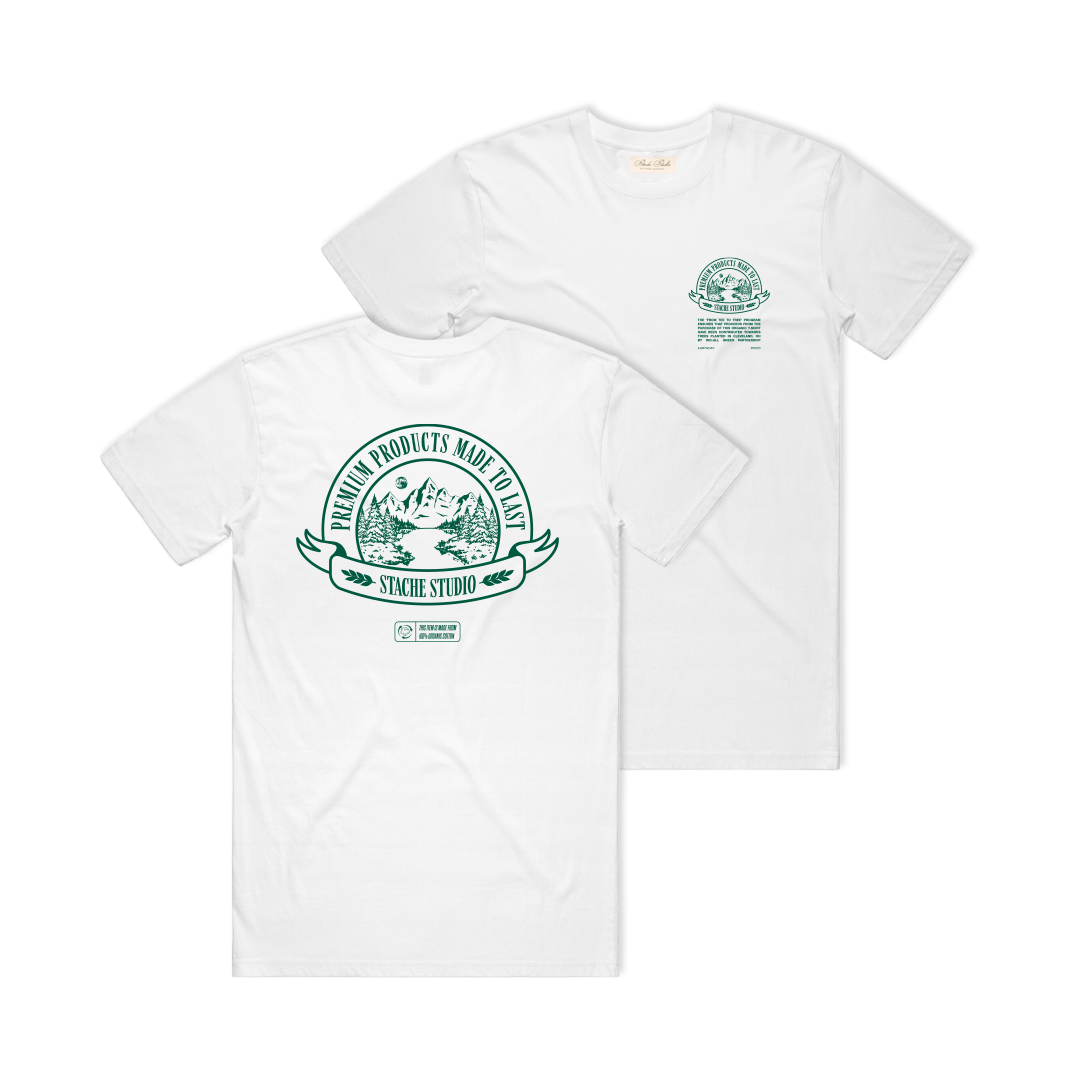 Stache Crest Shirt - 'White/Green'