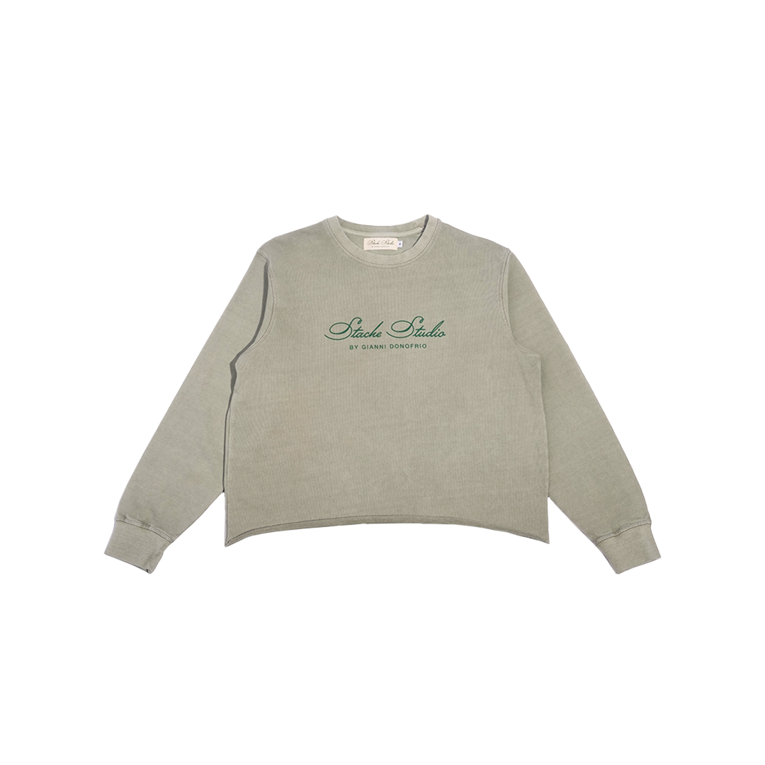 Stache Script Crewneck - 'Sage'