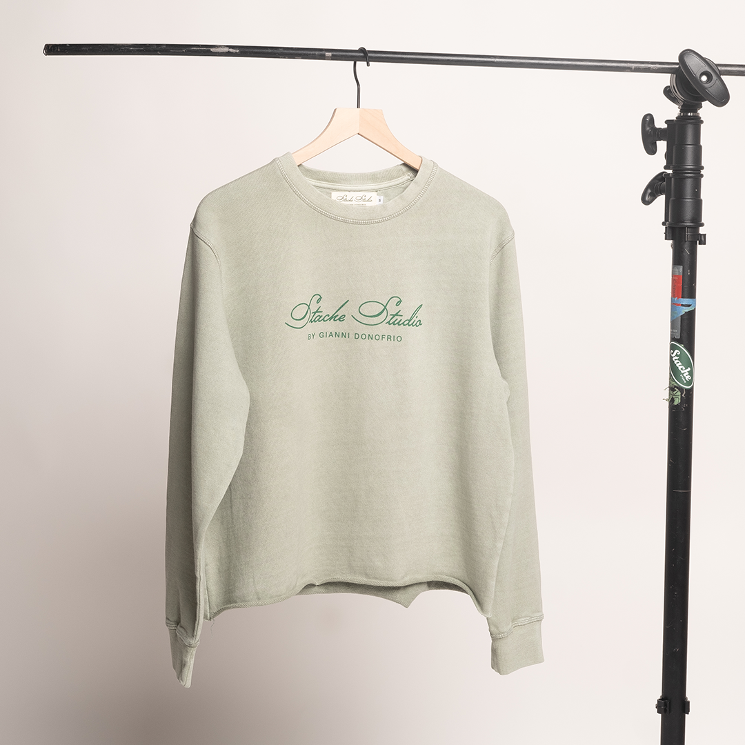 Stache Script Crewneck - 'Sage'