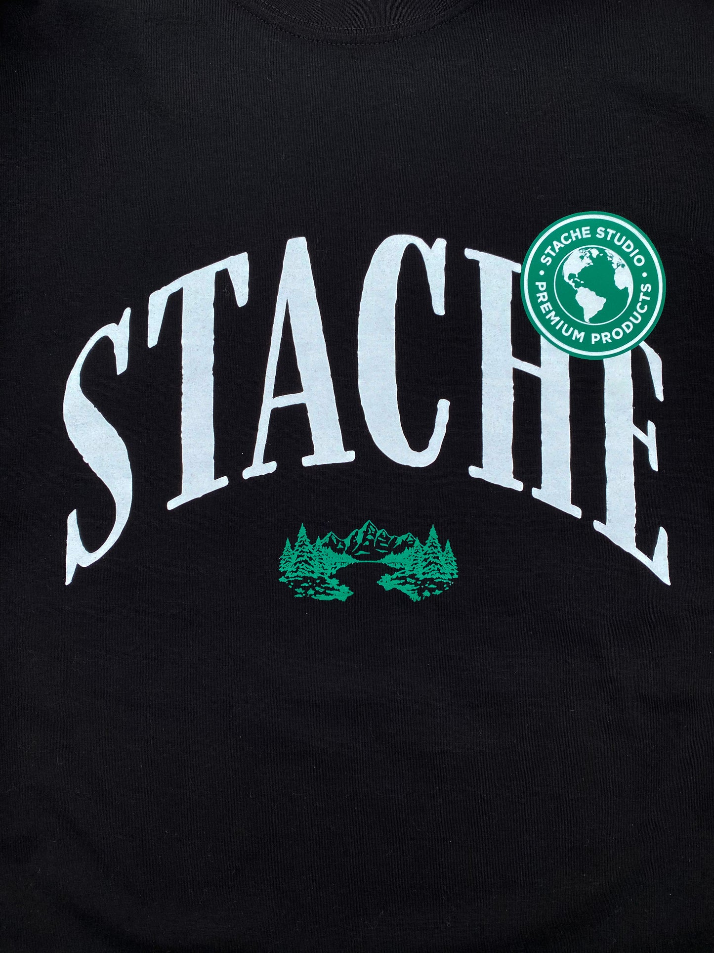 Stache Arch Logo Shirt - 'Black/White/Green'