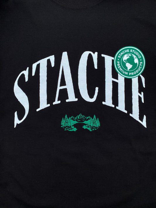 Stache Arch Logo Shirt - 'Black/White/Green'